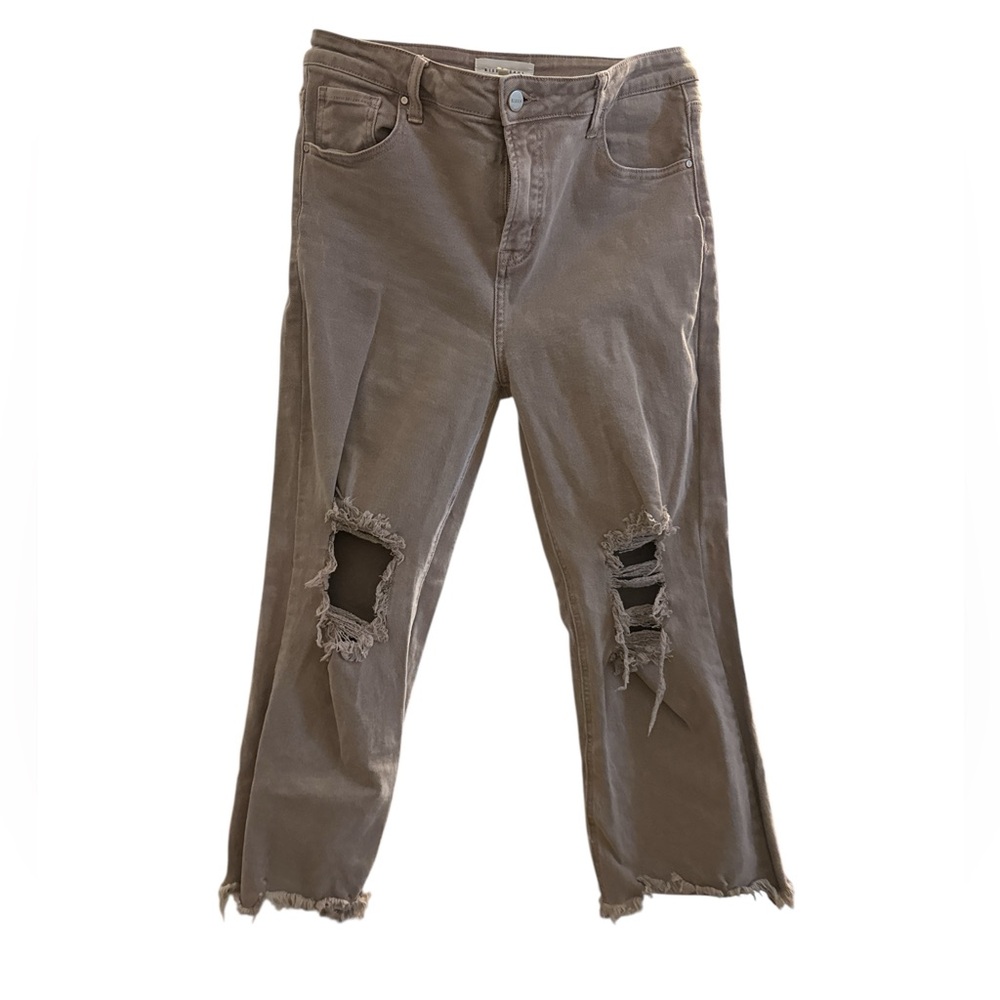 Distressed Cropped Jeans in Brown